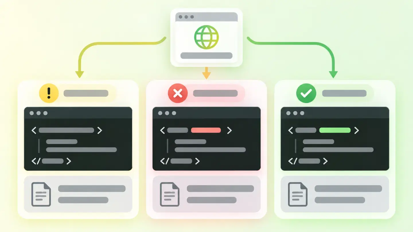 Comparació d’una etiqueta html sense atribut lang, amb un codi invàlid i amb el codi es correcte
